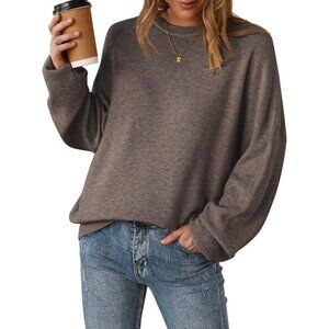 Women's Fashion Casual Coffee Sweaters Tops Style Wool Outfits Blend Crewneck